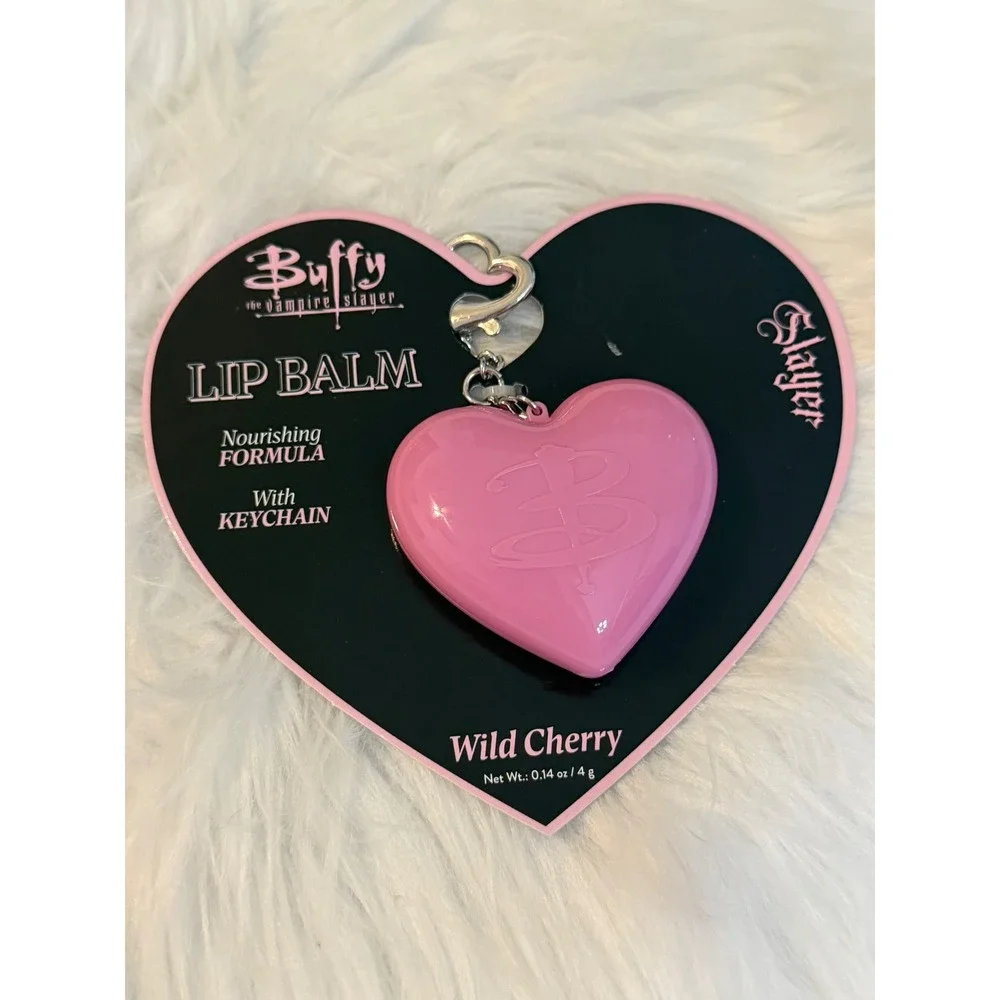 Buffy the Vampire Slayer Lip Balm Keychain Wild Cherry Heart Pink New